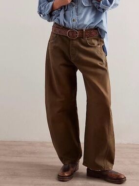 FREE PEOPLE WE THE FREE
Good Luck Coated High Waist
Ankle Barrel Jeans